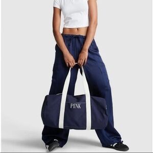 NWT Victoria Secret Love Pink Canvas Duffle Bag